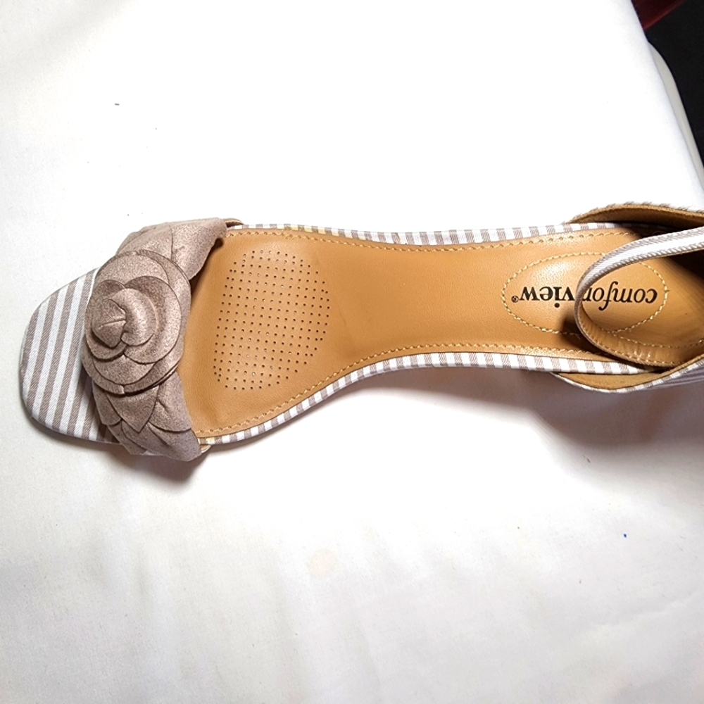 Tan and Beige Striped Sandals